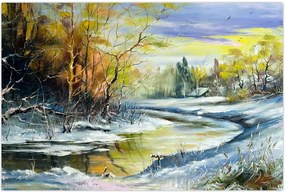 Tablou - Râu de iarnă, pictură în ulei (90x60 cm)