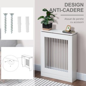 HOMCOM Capac Radiator din MDF si Otel Alb 60x18x84cm Design Simplu si Elegant pentru Acoperire Calorifer | Aosom Romania