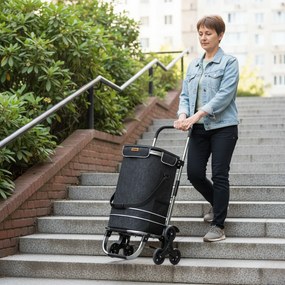 Geantă de cumpărături pe roți pentru scări COMFORT, 50L, negru Jurhan