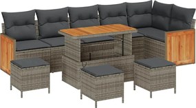 vidaXL Set de canapele pentru grădină cu pernă 12 pcs Gri poliratan