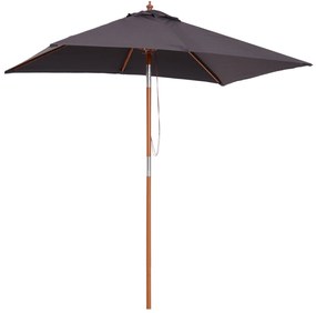 Outsunny Umbrelă de Grădină Rabatabilă, Cadru din Lemn de Brad, 2x1.5m, Gri Închis | Aosom Romania