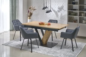 Masa extensibila dreptunghiulara Fanis natur/negru L160-220 cm