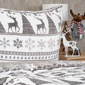 Lenjerie pat de Crăciun 4Home Christmas time,microflanelă, gri, 140 x 220 cm, 70 x 90 cm