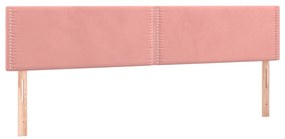 Pat box spring cu saltea, roz, 180x200 cm, catifea Roz, 180 x 200 cm, Culoare unica si cuie de tapiterie