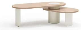 Măsuță de cafea crem/în culoare naturală cu aspect de lemn de frasin 50x120 cm Nori – Teulat
