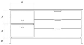 Comodă în culoare naturală joasă din lemn de stejar 140x64 cm Twig – The Beds