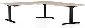Masa inaltime reglabila OfficeTech Angle, 180 x 200 cm, bază neagră, stejar