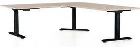 Masa inaltime reglabila OfficeTech Angle, 180 x 200 cm, bază neagră, stejar
