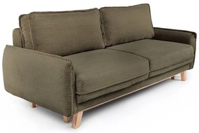 Canapea verde extensibilă cu tapițerie din catifea reiată 218 cm Tori – Bonami Selection