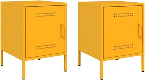 vidaXL Noptiere, 2 buc., galben muștar, 36x39x50,5 cm, oțel