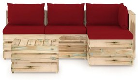 Set mobilier gradina cu perne, 5 piese, lemn verde tratat Vinsko rde  a in rjava, 5