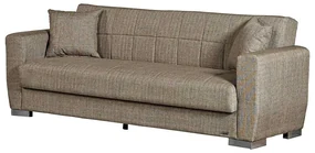 Canapea extensibila August, 3 locuri, material textil, maro deschis, lada depozitare