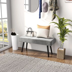 HOMCOM Danca Depozitare, Velvet Tapițat, cu Picioare de Oțel, pentru Dormitor, Living, Sufragerie, Hol, 100x36x45 cm, Gri | Aosom Romania
