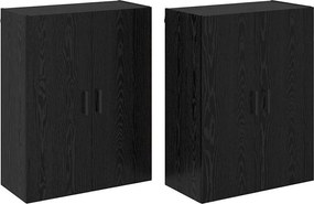 vidaXL Dulap montat pe perete 2 pcs Stejar Negru 69,5 x 34 x 90 cm
