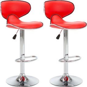 vidaXL Scaune de bar, 2 buc., roșu, piele ecologică