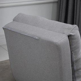 HOMCOM Fotoliu Pat 3 în 1 Convertibilă în Șezlong și Divan de Pe Podea cu 2 Perni, Gri Deschis | Aosom Romania