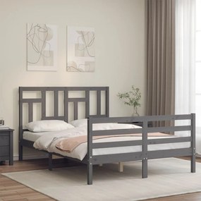 3194958 vidaXL Cadru de pat cu tăblie, gri, 120x200 cm, lemn masiv