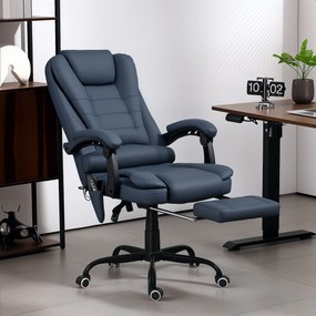 Vinsetto Scaun Birou Ergonomic Fotoliu de Birou Ergonomic cu 7 Puncte de Masaj Suport Picioare Reglabil 67x67x111-121 cm Albastru | Aosom Romania