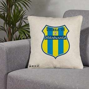 Perna Personalizata Unirea '04 Slobozia Fotbal, 40x40 cm, Bej Canapea, Husa Detasabila, Perna Inclusa, BEKZ®