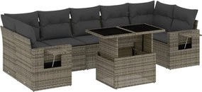 vidaXL Set canapele de grădină cu perne, 8 piese, gri, poliratan