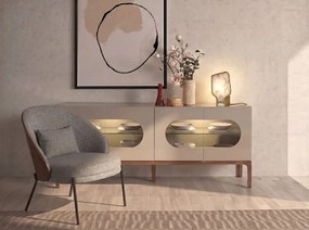 Lampa de masa LUX din otel auriu si alabastru