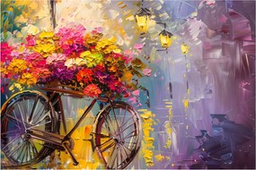Tablou - Roată cu flori (90x60 cm)