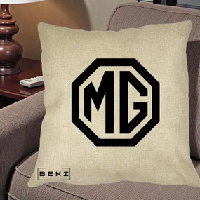 Perna Personalizata cu emblema MG, 40x40 cm, Crem, Husa Detasabila, Perna Inclusa, BEKZ®