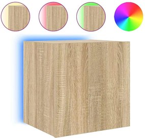 vidaXL Comodă TV de perete cu lumini LED, stejar sonoma, 40,5x35x40 cm