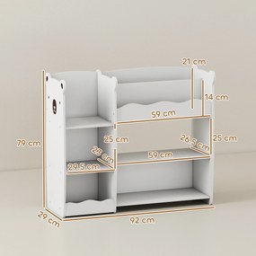 AIYAPLAY Etajeră pentru jucării pentru copii Rafturi deschise Compartimente Design cu ursuleți Organizator de jucării Alb | Aosom Romania