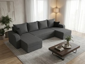 Coltar extensibil in forma de U VALERIO, gri inchis, 305x140 cm
