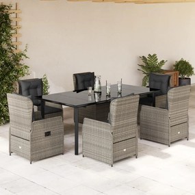 vidaXL Set mobilier de grădină cu perne, 7 piese gri deschis poliratan