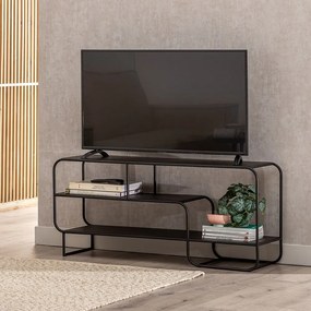 Comodă TV neagră din metal 110x50 cm Sleco – Ixia