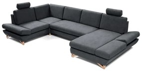 Colțar extensibil tapițat AVESTA, tip U, cu spațiu de depozitare, antracit