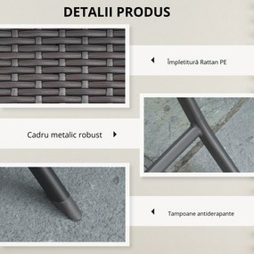 Outsunny Set Mobilier de Grădină din Poly Ratan, 3 Piese, Masă și 2 Scaune Pliabile, Rezistent la Apă și UV, Negru | Aosom Romania