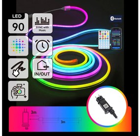 Aigostar - Ghirlandă LED RGBICW pentru exterior 90xLED/10W/230V 3m IP44 + telecomandă