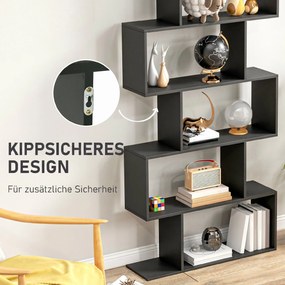 HOMCOM Bibliotecă din Lemn, Design Modern cu 6 Rafturi, 80x23x192 cm, Negru | Aosom Romania