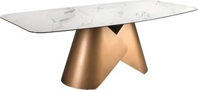Masa ovala din otel si marmura portelanata Bronze 240x120cm