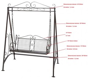 Balansoar de grădină, metal, 158,5x99x213 cm, Negru