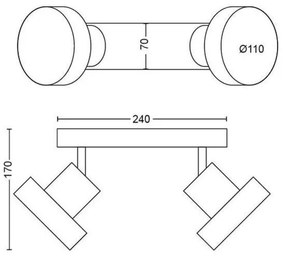 Spot LED dimabil BUKKO 2xLED/4,5W/230V Philips 50602/30/P0