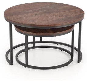 Set 2 mese de cafea Java nuc/negru