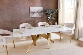 Masa design modern, Metal, Auriu, Ceramica, Alb, ART LIVING 200cm, A-46202 VC