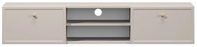Comodă TV suspendată Lorini 150 cm cu sertare - culoare cașmir / mânere aurii