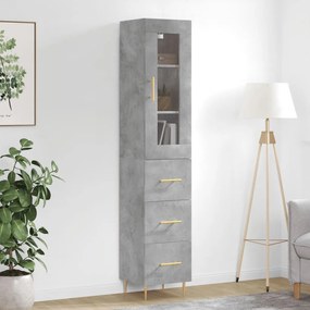 vidaXL Dulap înalt, gri beton, 34,5x34x180 cm, lemn prelucrat