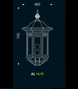Pendul iluminat exterior din fier forjat, HL 3448, 40cm