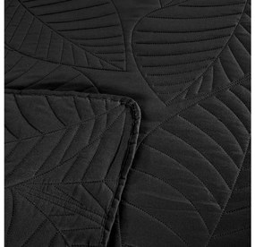Cuvertur de pat neagra cu model LEAVES Dimensiuni: 200 x 220 cm