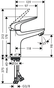 Baterie lavoar cu monocomanda, culoare crom lucios, Hansgrohe Novus 100