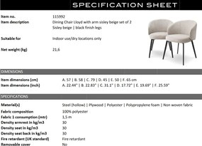 Set de 2 scaune cu brate design LUX Lloyd, Sisley bej