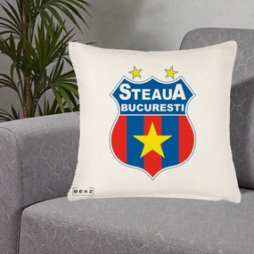 Perna Personalizata Steaua Bucuresti Fotbal, 40x40 cm, Crem Reliefat, Husa Detasabila, Perna Inclusa, BEKZ®