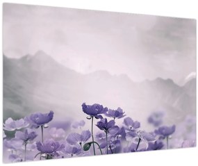 Tablou - Flori mov în munți (90x60 cm)