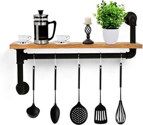 Raft stil industrial cu agatatori bucatarie Homs 50x12  nuc-negru